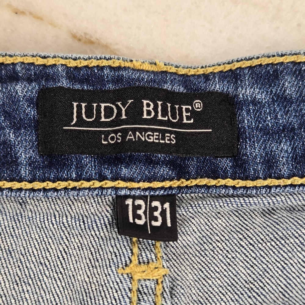 Judy Blue Boyfriend Jeans 13/31 Blue Distressed Ripped Streetwear‎ Denim Casual - Picture 9 of 12